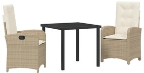 Kert étkező szett 3 pcs Bézs polirattan