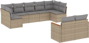 vidaXL 9 részes bézs polyrattan kerti ülőgarnitúra párnákkal