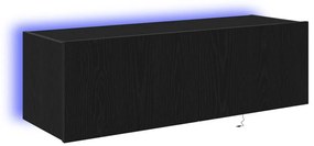 TV Falióra LED világítással Fekete Tölgy 100x35x31 cm