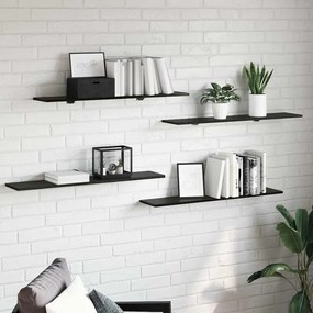 Polcos könyvespolc 4 pcs Fekete 100 x 20 x 1.5 cm Faanyag