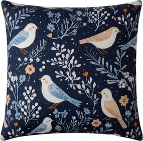 Mikroszálas párnahuzat DENIM BIRDS 45x45 cm, kék