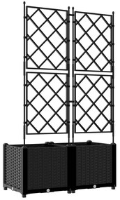 Kertész cserép rácsos változattal 2 pcs Fekete 80 x 40 x 143 cm
