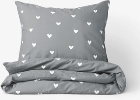 Goldea pamut ágyneműhuzat - szívecskék, szürke alapon 140 x 200 és 70 x 90 cm