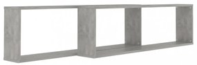 2 db betonszürke szerelt fa fali polc 100 x 15 x 30 cm