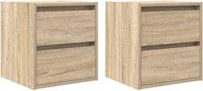 vidaXL 2 db sonoma tölgy falra szerelhető éjjeliszekrény 38x34x40 cm
