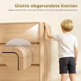 HOMCOM Komód, 6 fiókos büfészekrény, 100 x 38 x 86cm, nappaliba, étkezőbe, natúr fa