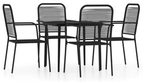 vidaXL 5 részes fekete kerti étkezőgarnitúra