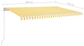 sárga-fehér szélérzékelős és LED-es napellenző 500 x 350 cm