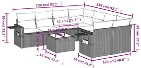 9 részes barna polyrattan kerti ülőgarnitúra párnákkal