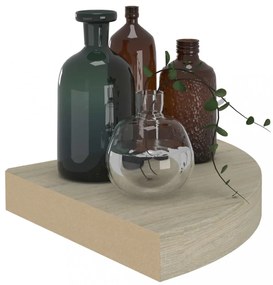 tölgyszínű MDF lebegő sarokpolc 25 x 25 x 3,8 cm