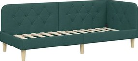 vidaXL Sarokágy keret fejtámlával Sötétzöld 80 x 200 cm szövet