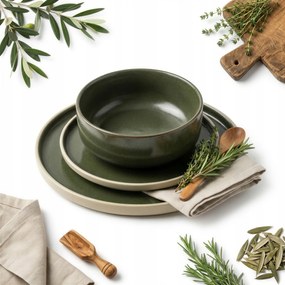 Ebédlő Tányér Szett 1 Személyes 3EL. Olivazöld Sztos Ø15-26 cm