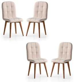 Retro Cream and Walnut étkezőszék szett, 4 db