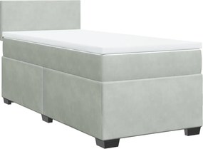 vidaXL világosszürke bársony rugós ágy matraccal 80 x 200 cm
