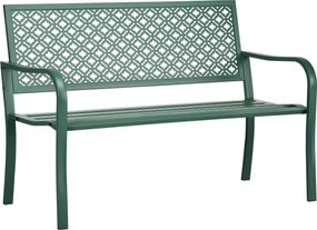 Outsunny Acél Kerti Pad, 2-Fős Park Pad Háttámlával és Karfával, Virágmintás Pad, Kerthez, Erkélyhez, max. 240 kg, Sötétzöld, 127 x 63 x 83 cm | Aosom