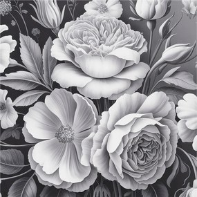 Divatos Flizelin Tapéta Ragasztóval Falra 3D Szürke virágok 250x250 Ragasztó