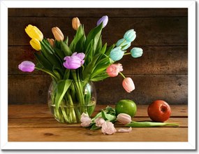 Poszterek keretben 40x30 Csokor Színes tulipánok