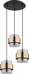 Globo 15560-3H Függeszték fém fekete váz, üveg búra réz dekor gyűrűvel. ø: 450mm, M: 1200mm, exkl. 3x E27 60W 230V