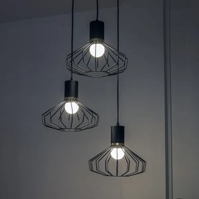 SOLANO kábeles csillár 3xE27/15W/230V fekete/arany