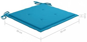 2 db tömör tíkfa kerti szék kék párnával