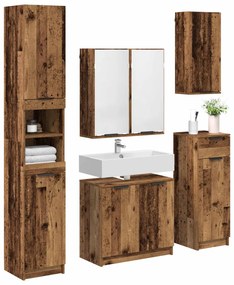 vidaXL Fürdőszoba bútor szett fiókkal polcokkal 5 pcs Öreg fa Faanyag