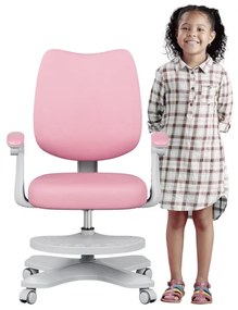 Ergonomikus gyerekszék lábtartó, gravitációs kerekek, rózsaszín