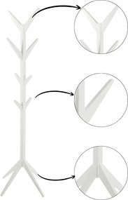 Fehér kabátakasztó előszoba kabátokhoz 8 akasztós fehér Ascot