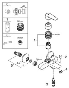 GROHE 23605001 - BAUEDGE kádcsaptelep 150±15 mm, fényes króm