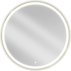 Mexen Esso megvilágított fürdőszobai tükör, kerek 100 cm, LED 6000K, páramentes, arany keret - 9825-100-100-611-50