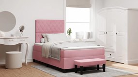 Box Spring Ágy Matraccal &amp; Pad Rózsaszín 120x200 cm Bársony