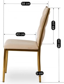 Fonott bársony szék krém színben, DAN