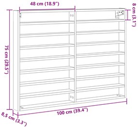Vitrine Szófa Artisan Tölgy 100x8,5x75 cm Mérnöki Fa