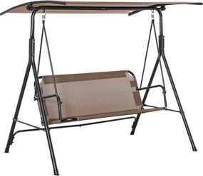 Outsunny 2-Fős Hollywood Függő Szék Kültéri Napágy UV-álló Magas Minőségű Fém Cső Állítható Dőlésű Barna | Aosom