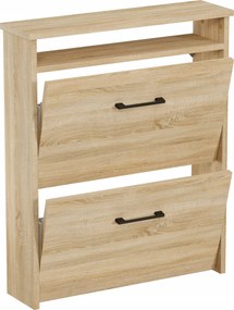 Cipősszekrény sonoma tölgy 2 billenő fiók matt fogantyú 6 Pár