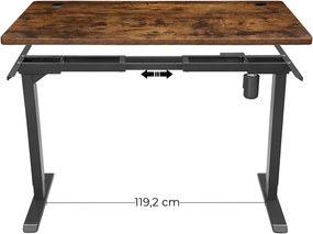 Elektromosan állítható íróasztal komplett, rusztikus barna 140×70×1cm