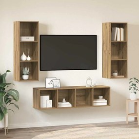TV Szekrény Szett 3 pcs kézműves tölgy 37 x 37 x 142.5 cm