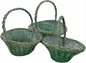 3 db-os fonott kosár szett zöld