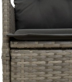 2 személyes szürke polyrattan dönthető kerti kanapé asztallal