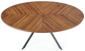 LOCARNO fekete ovális étkezőasztal dió dekorral, 170x90 cm