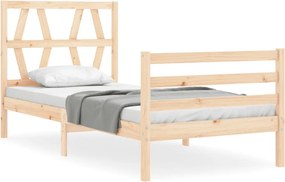 vidaXL tömör fa ágykeret fejtámlával 90 x 200 cm