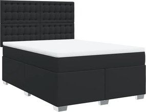 vidaXL fekete műbőr rugós ágy matraccal 160 x 200 cm