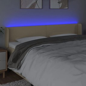 krémszínű szövet LED-es fejtámla 183 x 16 x 78/88 cm