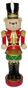 Nagy Diótörő maci dobbal karácsonyi figura 92 cm