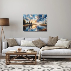 Üveg kép - Napfestmény a víz felett (70x50 cm)