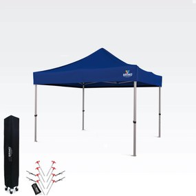 Összecsukható Kerti Pavilon 3x3 m | Prémium UV/PVC Védelem | Masszív BRIMO Vázszerkezet | Gyors Összeszerelés Szerszám Nélkül - falak nélkül - Kék