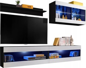 Rtv bútor szett Tivoli SET6 Fekete/Fehér, Kék Led