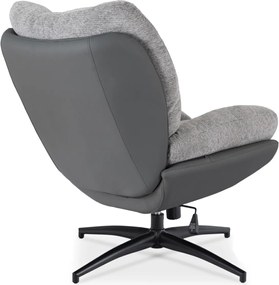 Forgó pihenőfotel lábtartóval szürke/fekete, FREMONT