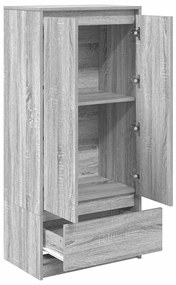 szürke sonoma szerelt fa szekrény fiókkal 55,5x34x119,5 cm