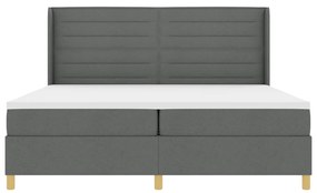 Boxspring Ágy Matrac Bőrhatás Szürke 200x200 cm