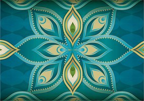 Fotótapéta Indiai Mandala Türkiz Arany Nyugalom Elegancia 312x219 +ragasztó